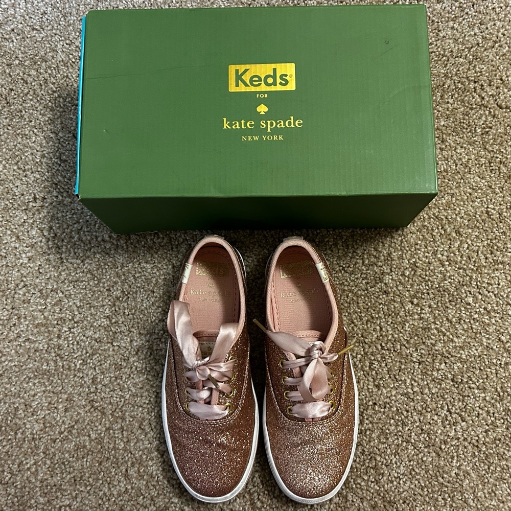 Keds for Kate Spade Kids' Rose Gold Glitter Sneakers 13.5